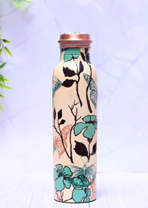 Botella de Agua de Cobre con Patrón de Mármol Verde, Botella Ayurvédica de Cobre Puro, Botella de Cobre de Diseño Hecha a Mano, Frasco de Cobre a Prueba de Fugas - Product Image 2