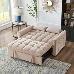 Divano Letto 4-in-1 Trapuntato con Braccioli e Tasche Portaoggetti, Schienale Regolabile, Funzione Estraibile Multifunzione - Product Image 3