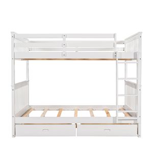 White Full Over Full Bunk Bed with Ladders and Two <b>Storage</b> <b>Drawers</b> (<b>OLD</b> SKU LT000365AAK) - Product Image 3