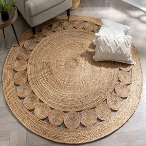 Tapis rond décoratif en Jute naturelle, nouvelle mode, cousu à la Machine, accessoire rond pour salon, maison et hôtel - Product Image 4