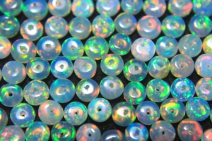Perles d'opale naturelle éthiopienne de qualité AAA, pierre de naissance d'octobre, perles rondelles lisses avec jeu de couleurs pour la fabrication de bijoux - Product Image 2