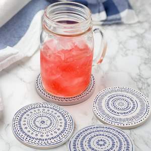 Sous-verres ronds en céramique absorbants avec support en liège pour la protection des plans de travail, idéaux pour le bureau et la cuisine - Product Image 3