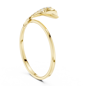 Anillo de Flor Minimalista en Oro Amarillo Sólido de 14k con Diamantes Cultivados en Laboratorio de Corte Redondo, Anillo de Boda Clásico, Regalo para Ella - Product Image 3
