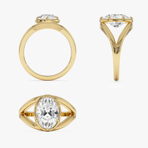 Bague de fiançailles unique en diamant taille ovale de 2 carats pour femme, or jaune, style classique, bijoux en diamant naturel - Product Image 3