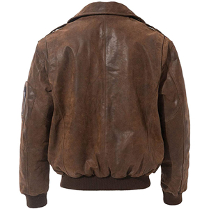 Chaqueta de Piloto Aviador de Cuero Genuino de Cordero para Hombre, Color Marrón, Estilo Bomber - Product Image 4