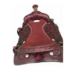 Selle de cheval western en cuir avec quincaillerie en cuir et arceau en bois, 15-17 pouces de long, disponible en plusieurs tailles pour l'équitation - Product Image 4