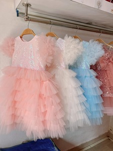 Robe de bal de princesse d'anniversaire pour filles de 1 à 12 ans, en tulle rose, longueur genou, avec fleurs 3D, élégante, personnalisable OEM ODM - Product Image 2