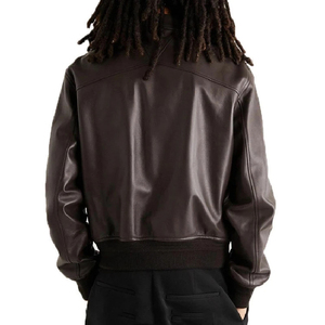 Men Genuine <b>Leather</b> Waterproof Windproof Eco-Friendly Turn Down Collar Streetwear Motorbike <b>Jackets</b> with Low MOQ - Product Image 3