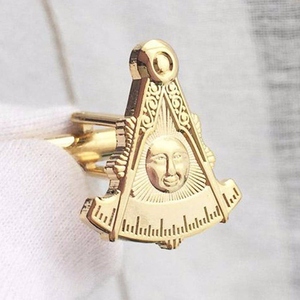 Custom Past Master Blue Lodge <b>Studs</b> Gold Plated Masonic Sun Moon Emblem Freemason Formal Shirt Cuff Links - Product Image 3
