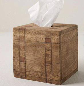 Caja de almacenamiento de pañuelos de madera personalizable, caja de madera de nogal oscuro, servilletero de madera maciza para el hogar - Product Image 2