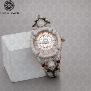Montre de luxe vintage pour homme Charm_Jewells en acier inoxydable, boîtier de 40 mm, mouvement mécanique analogique, chronographe, accents de diamants, verre - Product Image 1