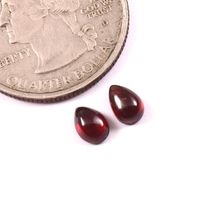 Lote al por mayor de cabujones de granate rojo natural de 5x7mm, forma de pera, parte trasera plana, calibrados, piedras sueltas para fabricación de joyas. - Product Image 2