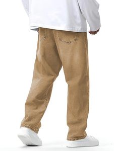 Jean en denim 100 % coton pour homme, couleur unie, coupe ample, taille mi-haute, style décontracté, délavé, tissé, style hiver - Product Image 4