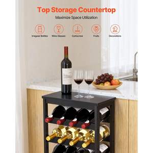 24-Bottle Detachable Black <b>Wine</b> Rack 6-Tier <b>Wine</b> <b>Holder</b> for Kitchen Dining Living Room Free Standing Floor Display Table Top - Product Image 4