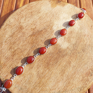 Anillo Ajustable de Latón Plateado con Gema de Cornalina Ámbar, Estilo Bohemio, Hecho a Mano, Étnico, Unisex, para Fiesta - Product Image 4