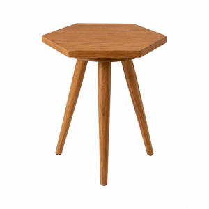 Mesa de Comedor Hexagonal de Teca Sólida, Estilo Moderno de Mediados de Siglo, Ecológica, Resistente al Agua, Duradera, con Tres Patas, Muebles para Comedor OEM - Product Image 1