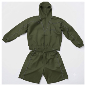 Ensemble de survêtement unisexe personnalisé OEM, coupe-vent et pantalon imperméables et respirants pour la course et la gym - Product Image 5