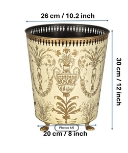 Brass Metal Hand painted waste <b>bin</b> Luxury Home Decor Bucket Antique Design Handicraft Custom Size Vintage Handpainted Dustbin - Product Image 2