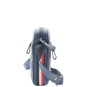 <b>Navy</b> Blue Leather Crossbody <b>Bag</b> With Zipper Pocket And Adjustable Strap For Men And Women Casual Shoulder <b>Bag</b> - Product Image 2