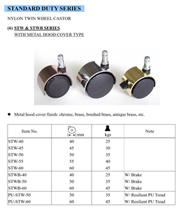 High Quality Nylon/PU <b>Wheel</b> <b>Caster</b> with Plain Bearing 25-45kg Load Capacity Competitive Price for Furniture - Product Image 2