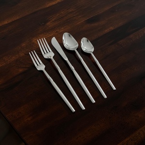 Minimalist Metal Cutlery Set <b>Mirror</b> Finish Long Handle Silver Plated Dishwasher Safe Wedding Dinner Spoon Fork Knife - Product Image 3