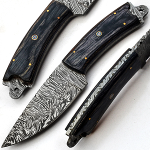 Cuchillo de bolsillo hecho a mano, forjado en acero de Damasco, con punta de clip, mango de madera Pukka, EDC, grado industrial. - Product Image 2
