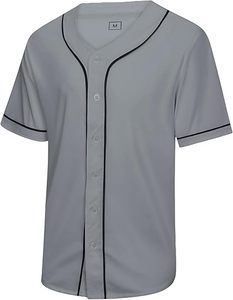 Blank Plain Baseball Jersey Short Sleeve Button <b>Down</b> Shirts Sports Hip Hop Hipster Jersey - Product Image 3