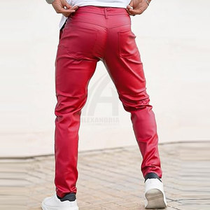 Pantalones de cuero para hombre hechos a medida con logotipo personalizado, diseño único, pantalones de cuero lavados para hombre de Alexandria Industries, precio al por mayor - Product Image 2