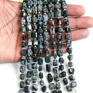 Cuentas facetadas de obsidiana natural con forma de copo de nieve de 7x9 a 8x11 mm, cuentas sueltas de obsidiana para la fabricación de joyas y manualidades, 8 pulgadas. - Product Image 4