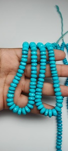 Perles de pierres précieuses en turquoise naturelle d'Arizona Sleeping Beauty, taille facettes, forme rondelle, de 8 mm à 10 mm, certifiées. - Product Image 3