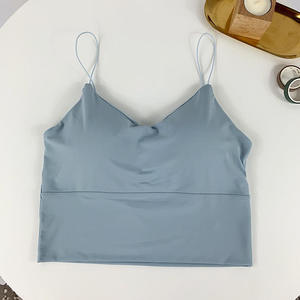 Camiseta sin mangas para mujer, camisola con doble relleno, top de yoga sin costuras, top corto para gimnasio, top deportivo para yoga, camiseta sin mangas para mujer - Product Image 4