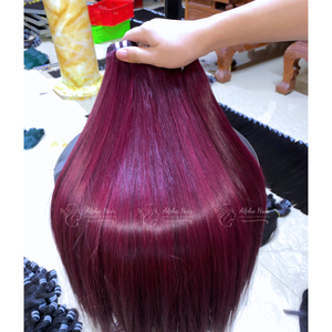 Extensiones de cabello liso de hueso de aspecto Natural de doble dibujado Borgoña peluca Frontal cutícula alineada Vietnamien Perruque cabello humano - Product Image 2