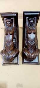 Supports muraux décoratifs en bois Art Déco faits à la main avec motifs de sirènes pour suspendre des objets - pour anniversaire, anniversaire de mariage et baptême - Product Image 2