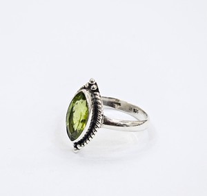 Vintage Marquise Cut Peridot Gemstone <b>925</b> <b>Silver</b> <b>Ring</b> Oxidized Finish Jewelry Gift For Daily & Any Occasion Wear - Product Image 4