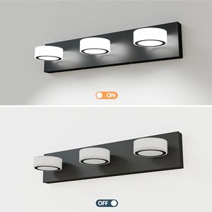 Lámpara de Vanidad LED de 21 Pulgadas, Redonda, Blanca, de Acrílico, con 3 Luces, para Baño, con Base Negra - Product Image 5