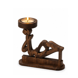 Porte-bougie en bois avec design calligraphique arabe pour la décoration de la maison - Product Image 5