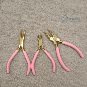 Professional Jewelry Making Pliers <b>Set</b> Gold Finish <b>Pink</b> Handle Round Nose Side Cutter Multi Function Wire Forming Craft <b>Tools</b> - Product Image 1