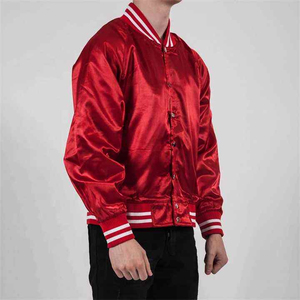 Satin <b>Varsity</b> <b>Jacket</b> <b>Men's</b> Windproof Waterproof Breathable Autumn Stand Button Closure Plain Dyed <b>Men's</b> <b>Jackets</b> - Product Image 2