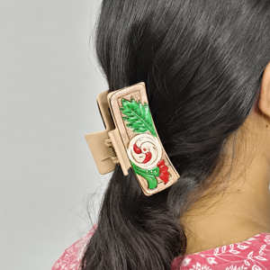 Accesorios para el Cabello de Cuero Hechos a Mano de Alta Calidad, Multicolores, Estilo Western, Venta al por Mayor, Pinzas para el Cabello de Cuero Vacuno Genuino con Diseño Floral de Lujo - Product Image 3