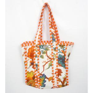 Bolso Tote Pequeño de Algodón Acolchado Hecho a Mano para Mujer, Hermoso Patrón a Rayas, Cierre Abierto, Asa Larga, para Compras - Product Image 2