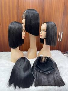 Pelucas Hot Bob de cabello humano con encaje HD, extensiones lisas, con cierre en la parte media, listas para enviar, de alta calidad. - Product Image 4