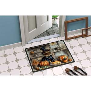 Yorkie automne cuisine citrouilles paillasson antidérapant lavable faible pile 24H X 36W intérieur extérieur entrée tapis ensemble pour porte d'entrée - Product Image 4