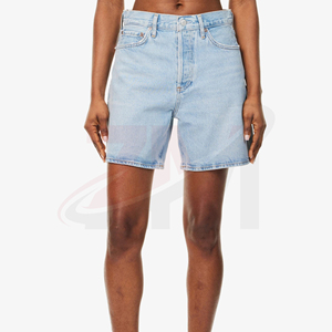 Shorts en jean pour femmes sur mesure OEM, taille haute, coton premium, vêtements décontractés d'été, tissu en coton, style simple - Product Image 2
