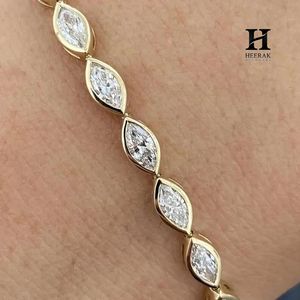 Luxury Marquise Cut Diamond Tennis <b>Bracelet</b>, 18K Gold Setting Bezel-Set Stone <b>Bracelet</b> for Women, Elegant Minimalist Jewelry - Product Image 2