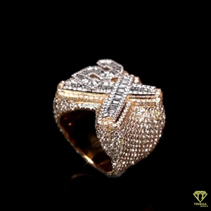 Premium 2X Moissanite Diamond <b>Ring</b> For <b>Men</b> Gold Finish Iced Out Hip Hop Jewelry Luxury Party Accessory - Product Image 3