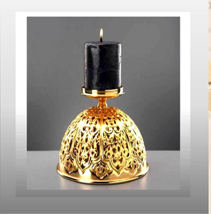 Élégant porte-bougie en forme de feuille de Bodhi dorée avec insert en verre. Sereins et élégants, disponibles à prix de gros. - Product Image 3