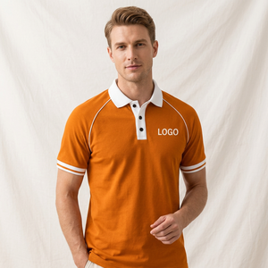 Men Orange White Contrast Polo Shirt Short Sleeve Breathable Knitted Casual With Logo Front made in Bangladesh Manufactures - Product Image 5