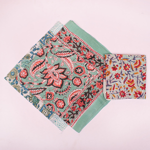 Hand Drawn Cotton <b>Square</b> <b>Scarf</b> Floral Pattern Ethnic Style Skin Friendly Unisex Bandana Spring Summer Wear - Product Image 5