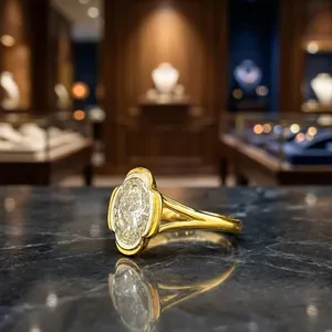 Luxury <b>18K</b> Yellow <b>Gold</b> Vintage Oval Cut Diamond Engagement <b>Ring</b> | Premium Fine <b>Gold</b> Jewelry for Women & Wedding Occasions - Product Image 5