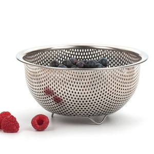 High Quality Stainless Steel Berry <b>Colander</b> Footed Kitchen <b>Strainer</b> For Washing Fruit Vegetables And Draining Pasta Kitchen Tool - Product Image 2